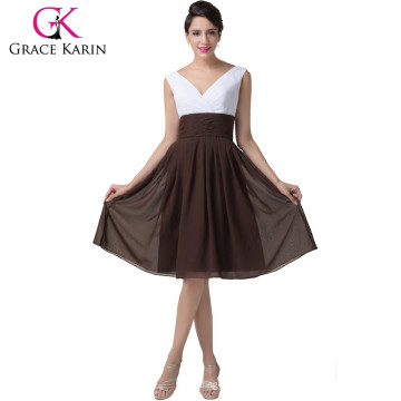 Grace Karin 2015 Neueste Sleeveless V-Neck Kaffee Chiffon Mutter der Bräutigam Kleider CL6249